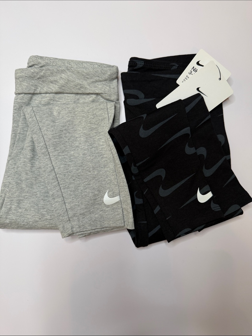 Nike Kids 2-Pack Leggings - Gray & Black Swoosh Print